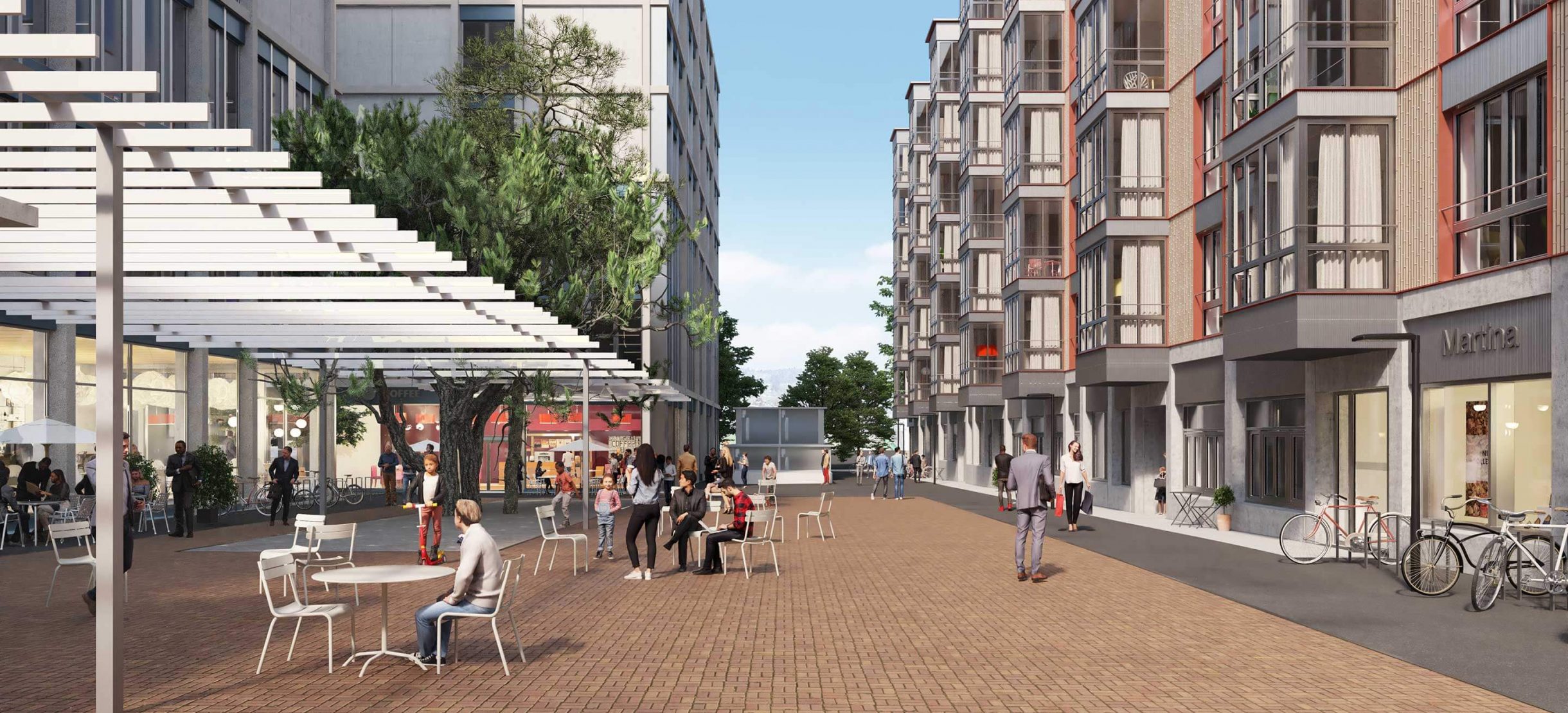 Das Bild zeigt den zentralen Quartierplatz von KIM Winterthur.